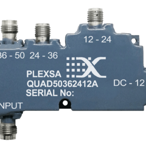 Broadband RF Quadruplexer Product four contiguous output channels DC to 50 GHz plexsa